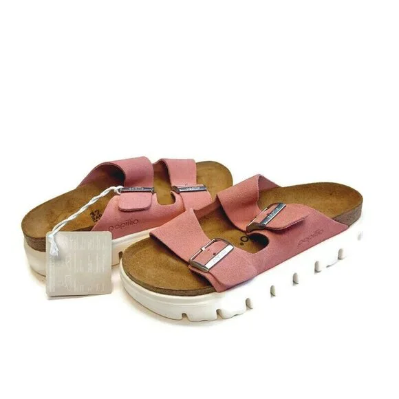 Papillio By Birkenstock Arizona Chunky Suede Sandals Womens 6 Candy Pink Narrow - Picture 8 of 8